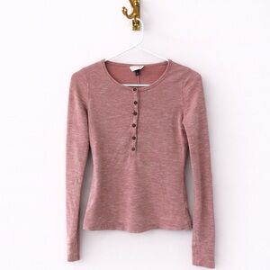 Universal Thread Dusty Rose Henley Long-Sleeve Top